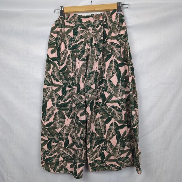 Pink & Green Leaf Print Summer Pants - Picture 4 of 5